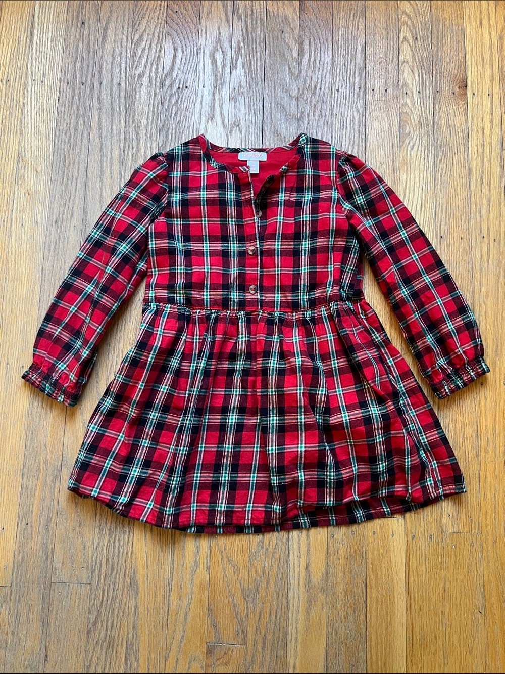 Cat & Jack Red and Black Plaid Long-Sleeve Girls Dress